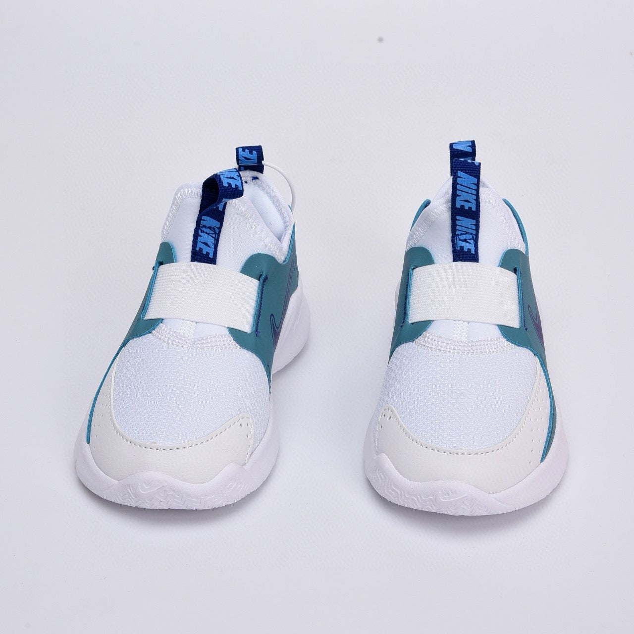 Nike slip-on running shoes"  white, greenish-blue"