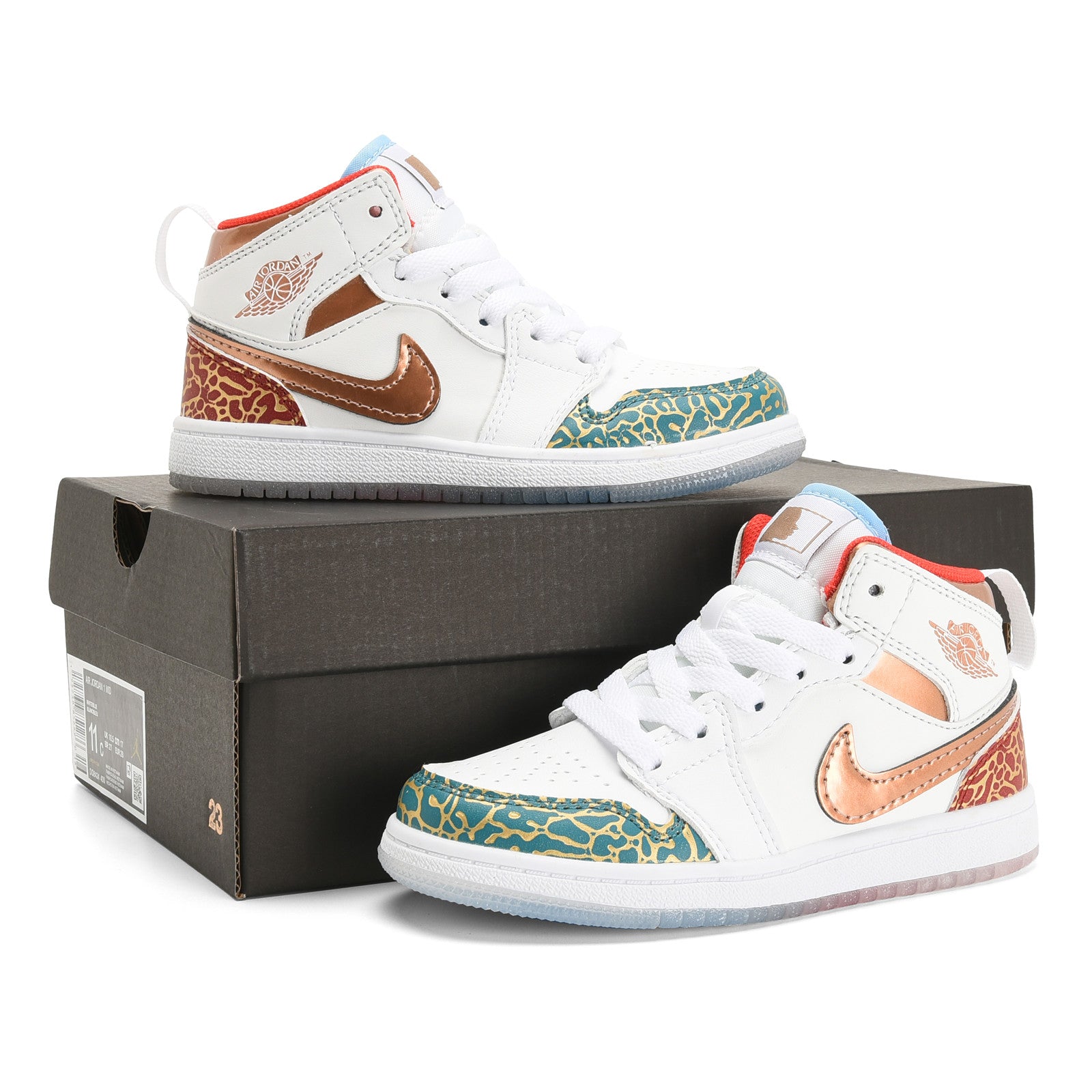 AJ-127" white, brown, green"