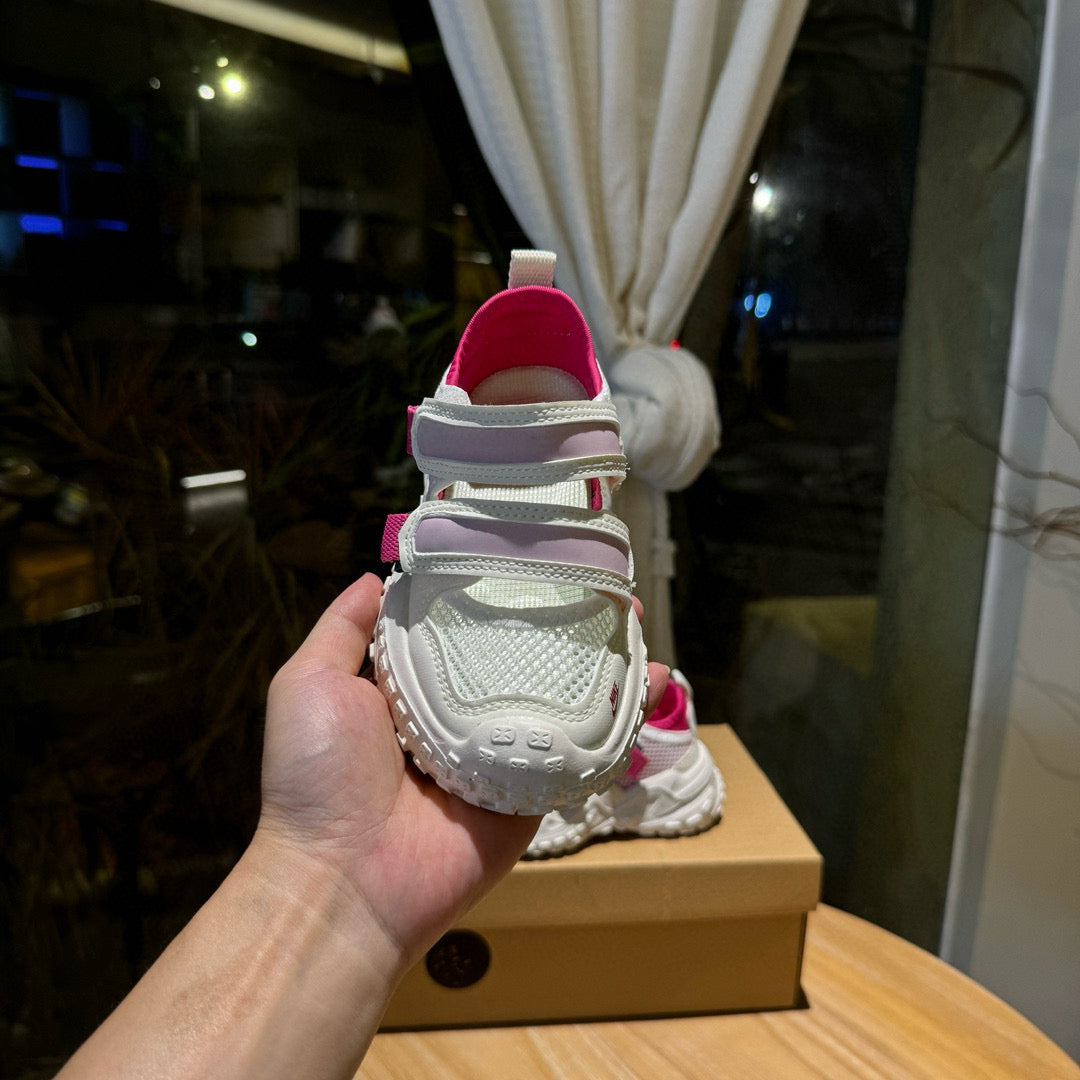 Nike tire bottom Velcro hollow sandals" white, pink"