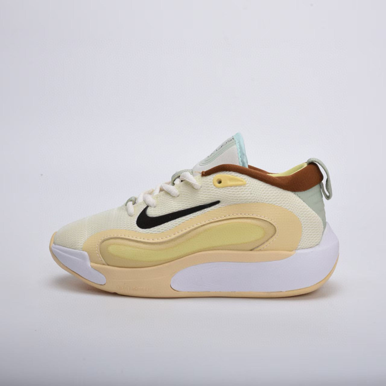 Nike basketball shoes " off white, brown, light blue, black, & white"