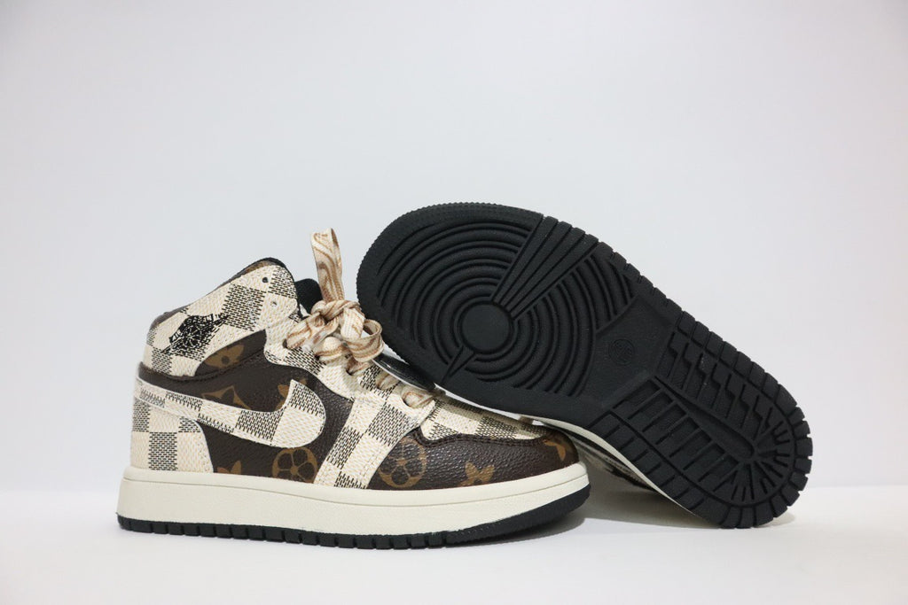 Joe 1 chessboard Lego high school children's shoes" brown, cream"