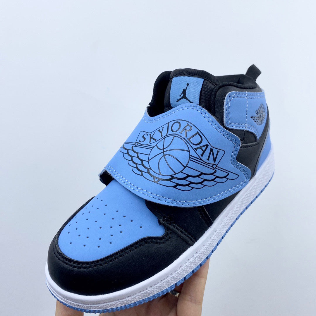 AJ Joe One-Wing Velcro Children's Shoes" Navy, blue"
