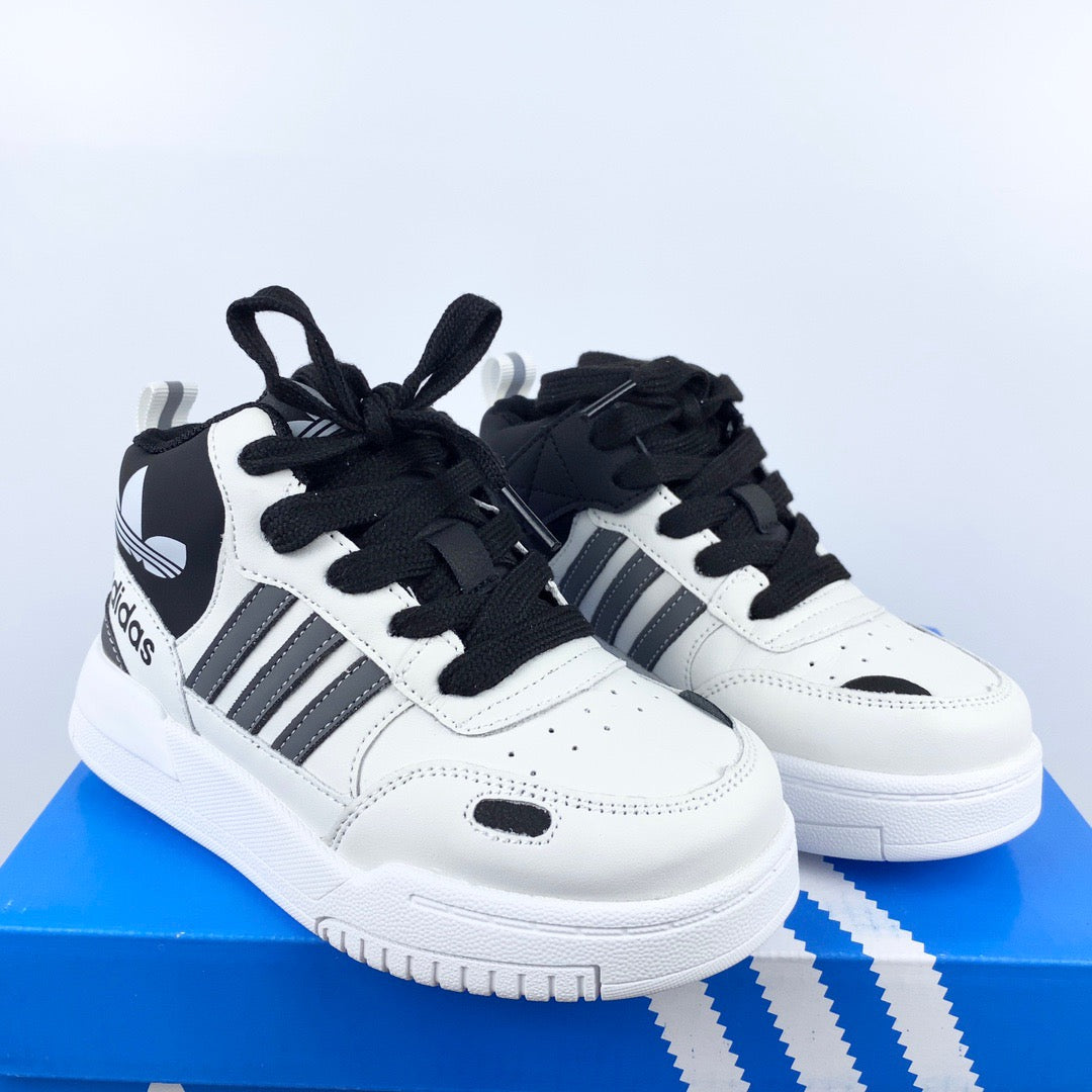 Adidas mid-section sneakers" white, black"