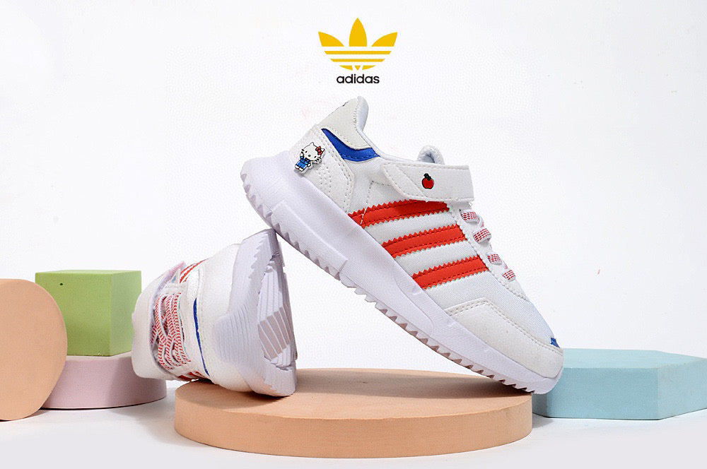 Adidas clover lightweight soft sole" white, red"