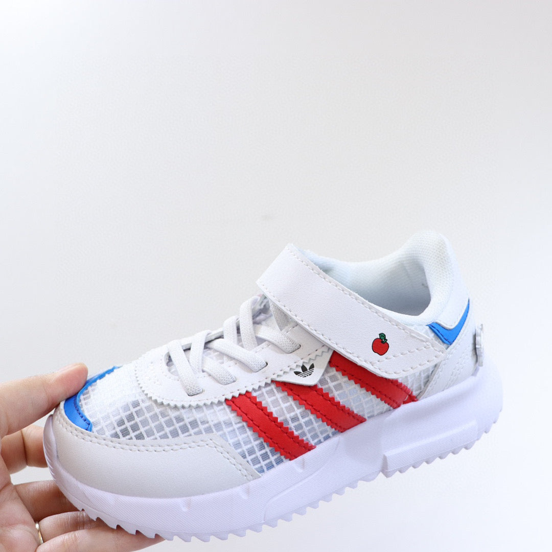 Adidas clover lightweight soft sole" white, red"