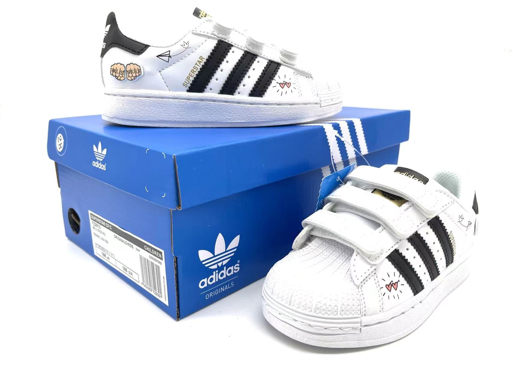 Adidas classic shell toe children's shoes" white, black"