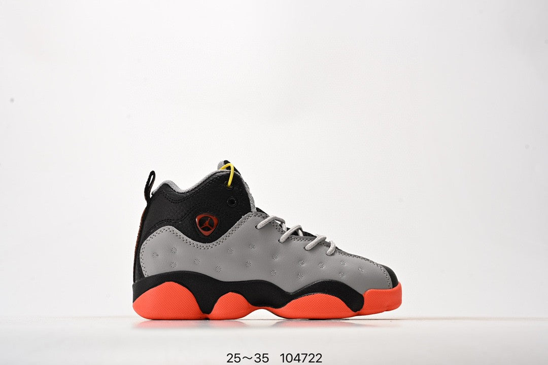 AJ13-1/split leather' gray, black, orange"