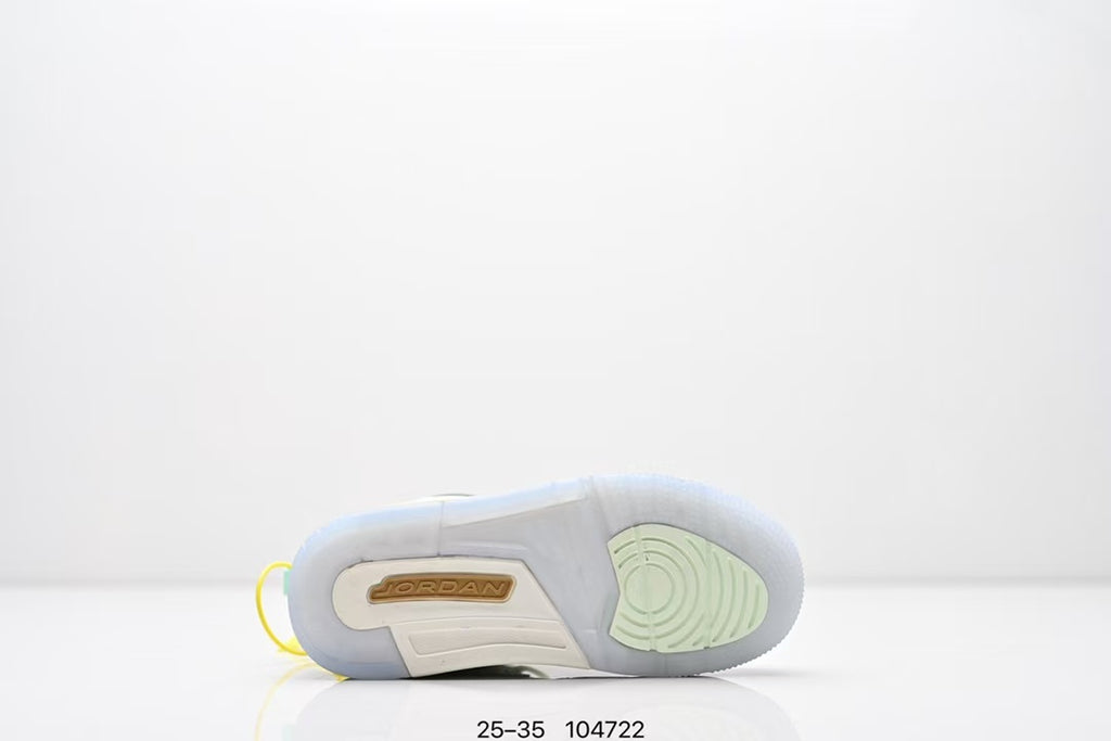 Jordan 312 high top children's shoes full second layer leather" white, light green, light blue"