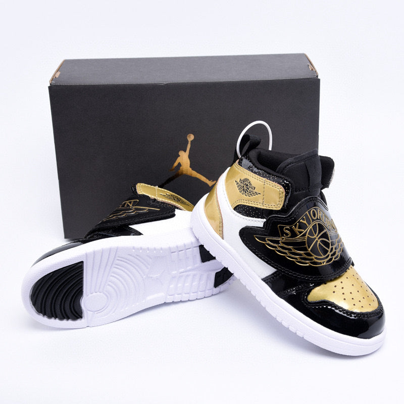 Jordan Wings Kids Shoes" white, black, gold"