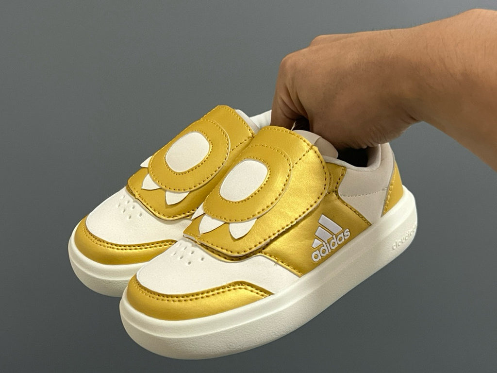 Adidas Little Dragon joint Velcro children's shoes"white, gold"