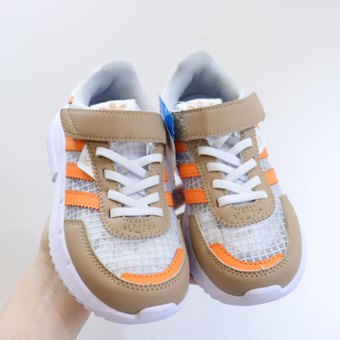 Adidas clover lightweight soft sole" beige, white, orange"