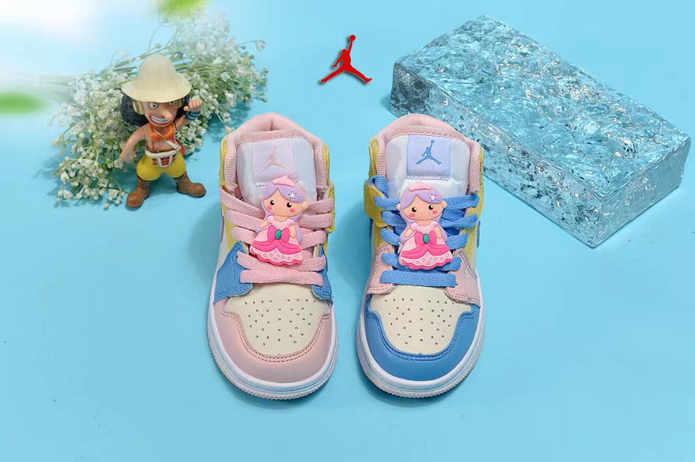 Jordan cartoon doll version children's shoes" pink, yellow"