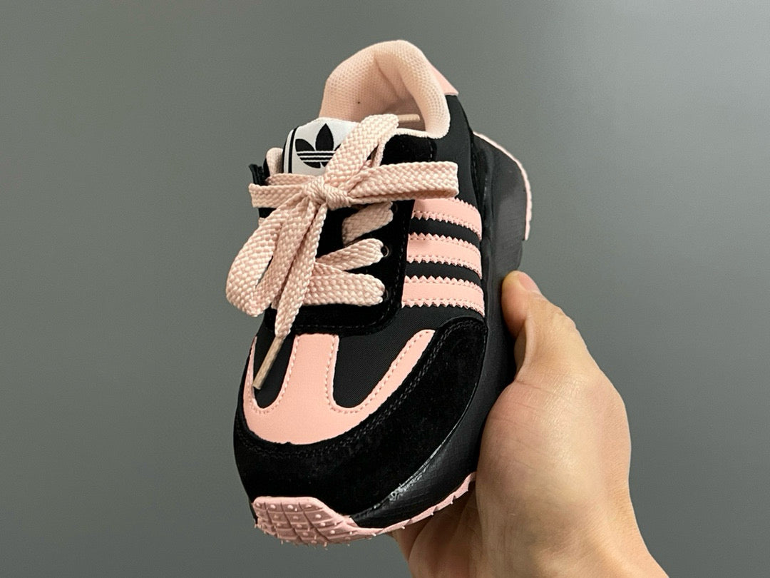Adidas three stripes Velcro children's shoes " black, pink"