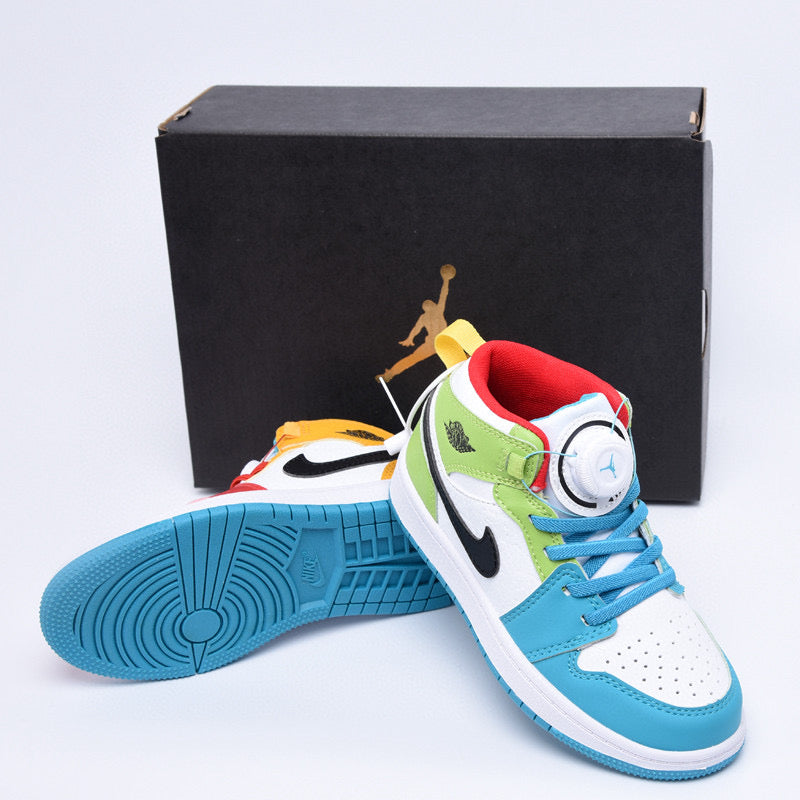 Joe 1 rotating button high top children's shoes" red, orange, white"