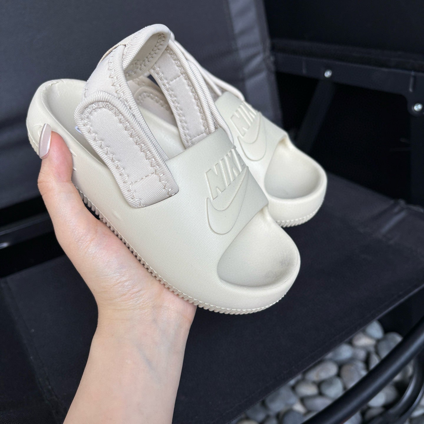 Nike open toe Velcro two-way sandals" Cream"