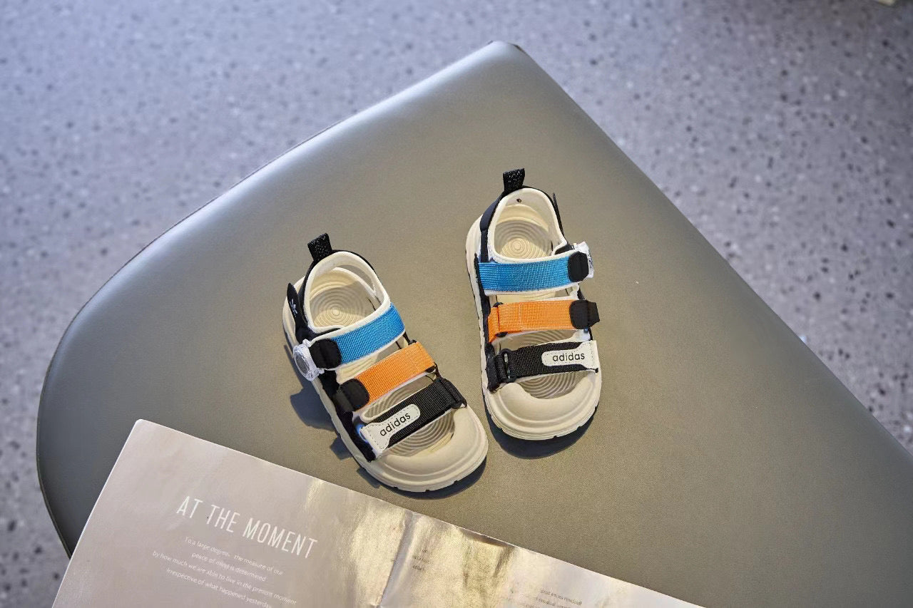 Adidas swivel buckle toe sandals " beige, black"