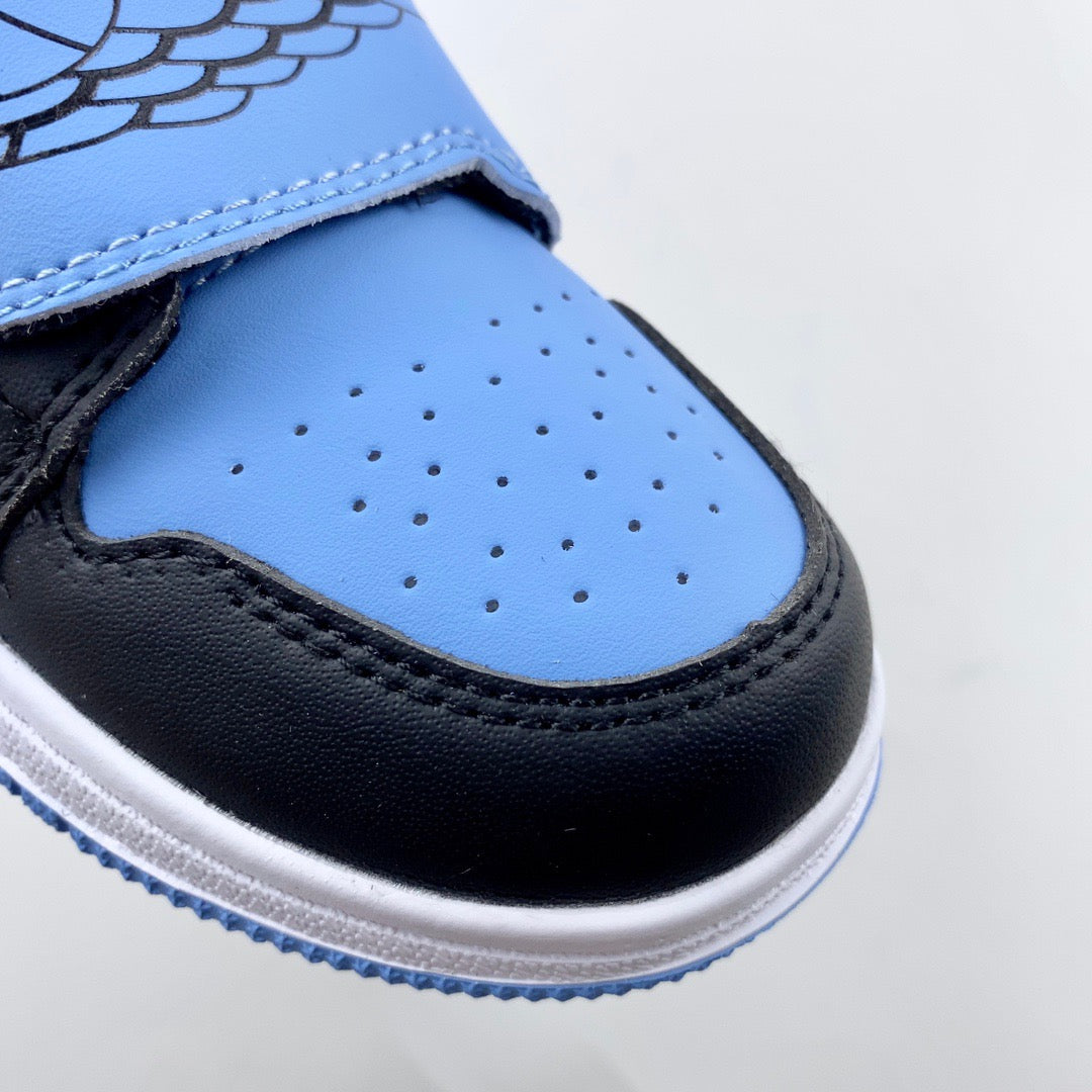 AJ Joe One-Wing Velcro Children's Shoes" Navy, blue"