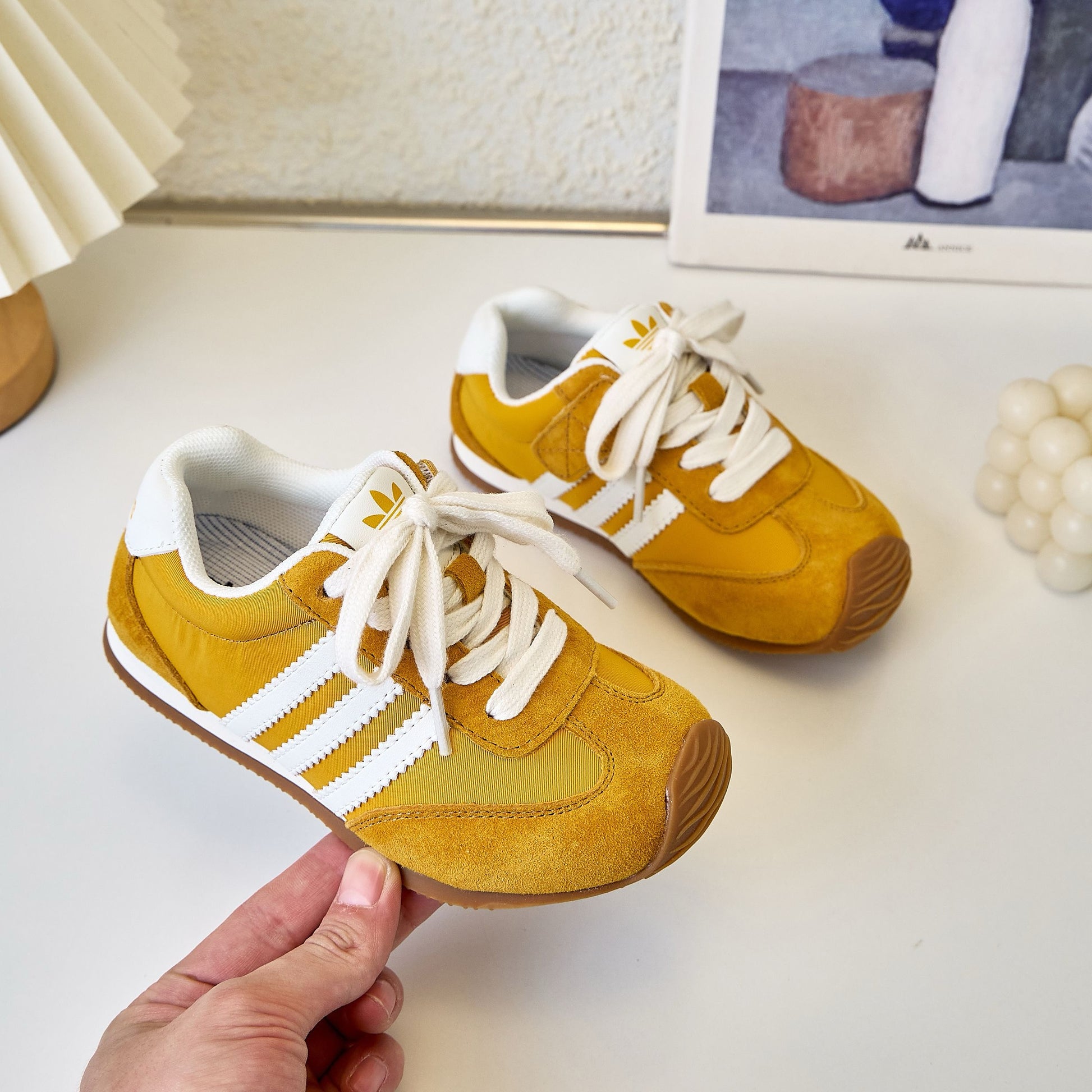 Adidas Agande training shoes" mustard yellow, white"