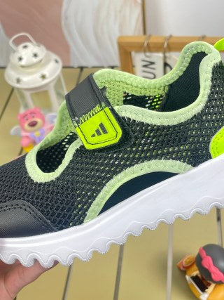 AD children's sandals" Black &Lime Green"