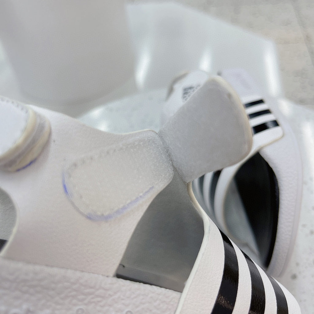 Adidas clover new sandals" white, & black"