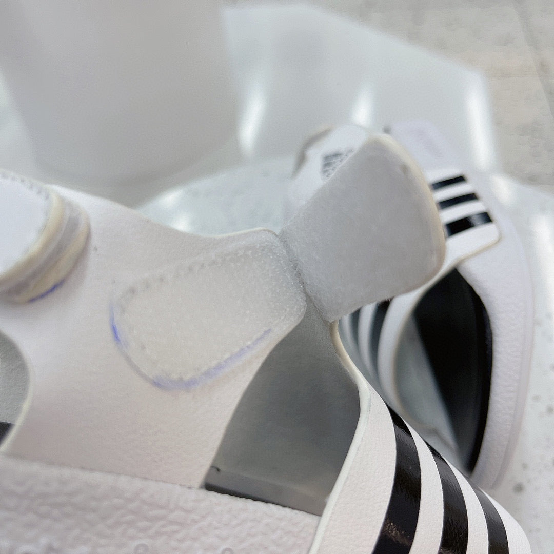 Adidas clover new sandals" white, & black"