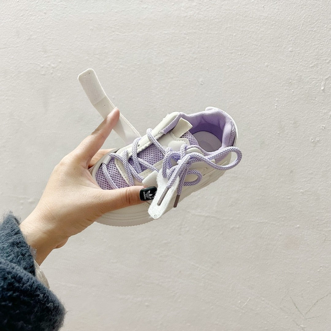 AD Velcro children's casual sneakers" white, purple"