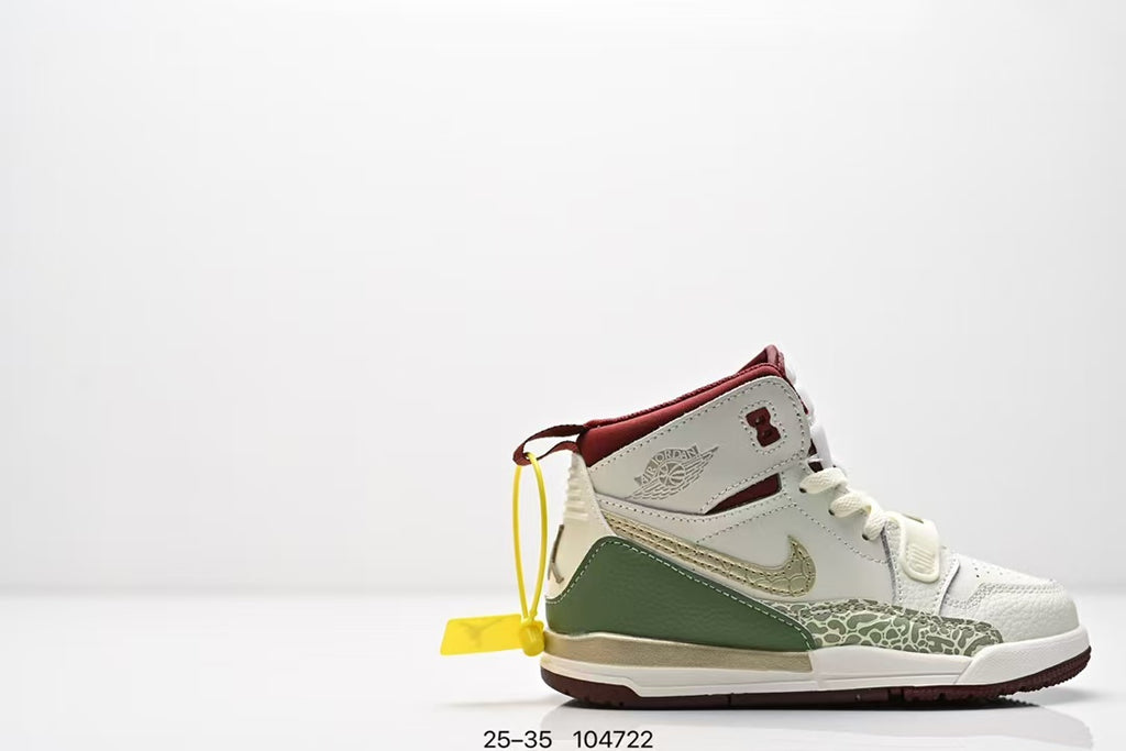 Jordan 312 high top children's shoes full second layer leather" white, green, red"