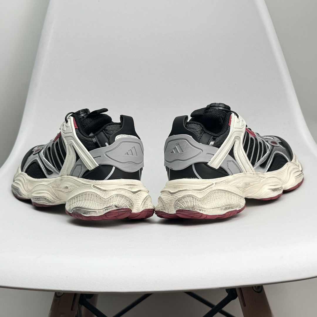 Adidas XLG Runner Deluxe runner dad shoes" black, cream, burgundy"