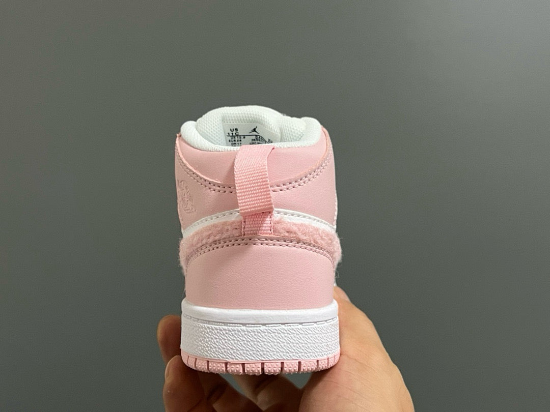 Joe 1 Zhongbang lock children's sports shoes" white, pink"