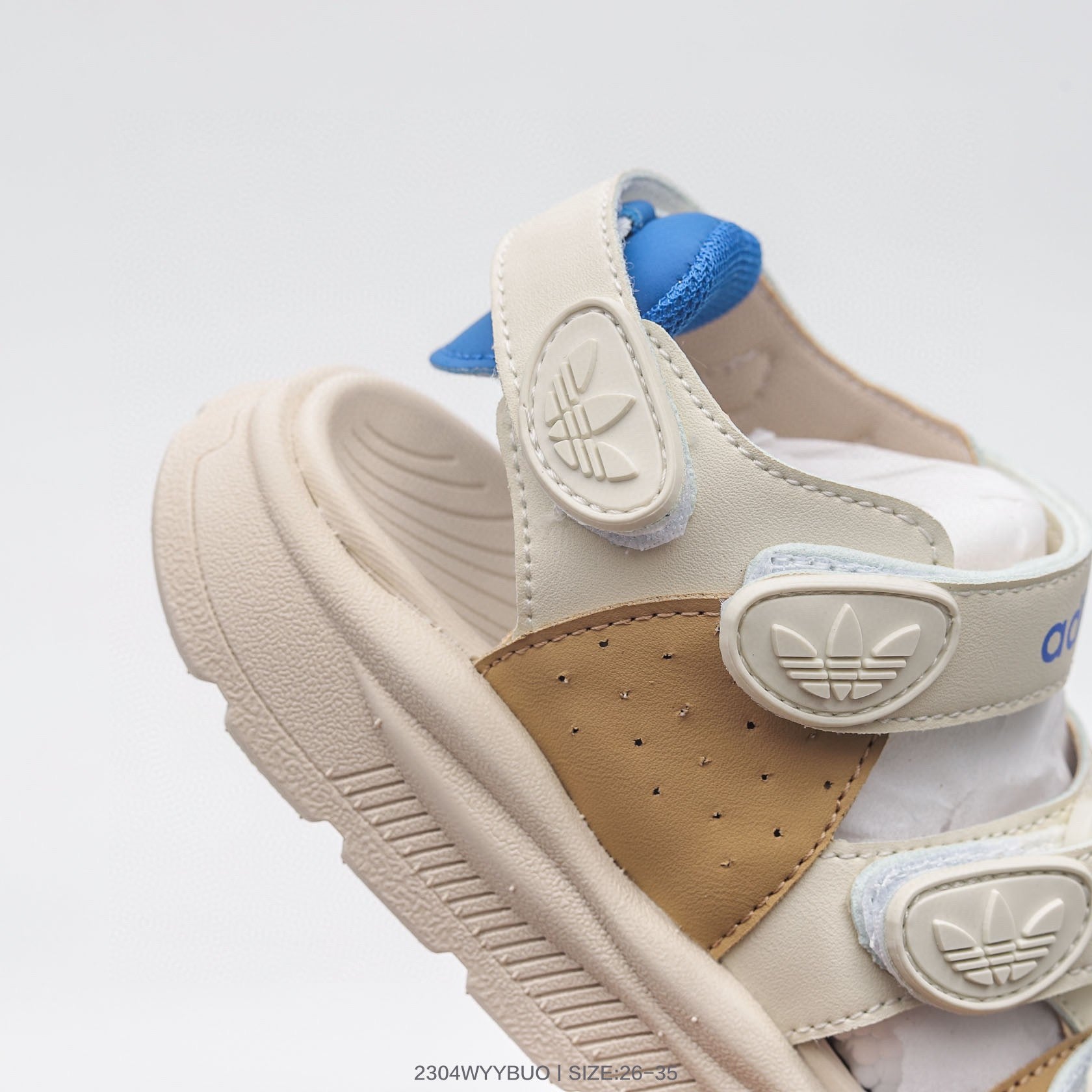 Adidas three-bar Velcro outdoor sandals" beige"