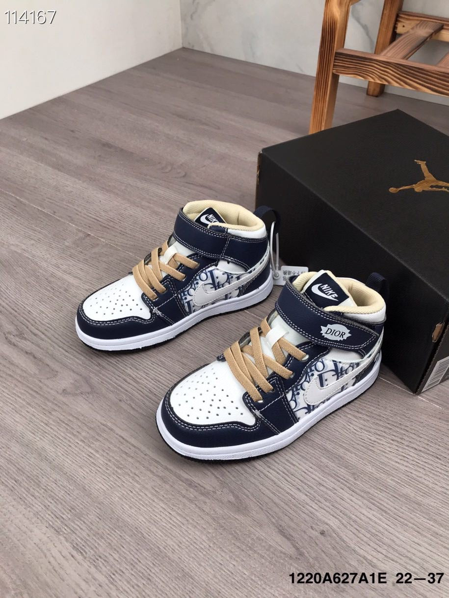 Joe's high-top Velcro children's shoes" Navy, white"