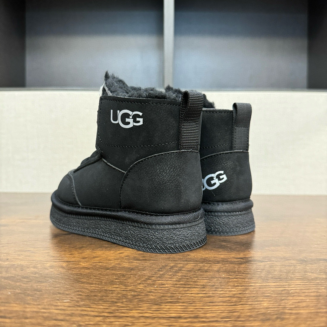 U-GG mid-cut swivel button plus suede leather children's shoes" black"
