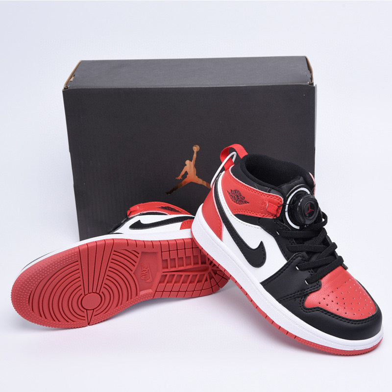 Joe 1 rotating button high top children's shoes" white, black, red"