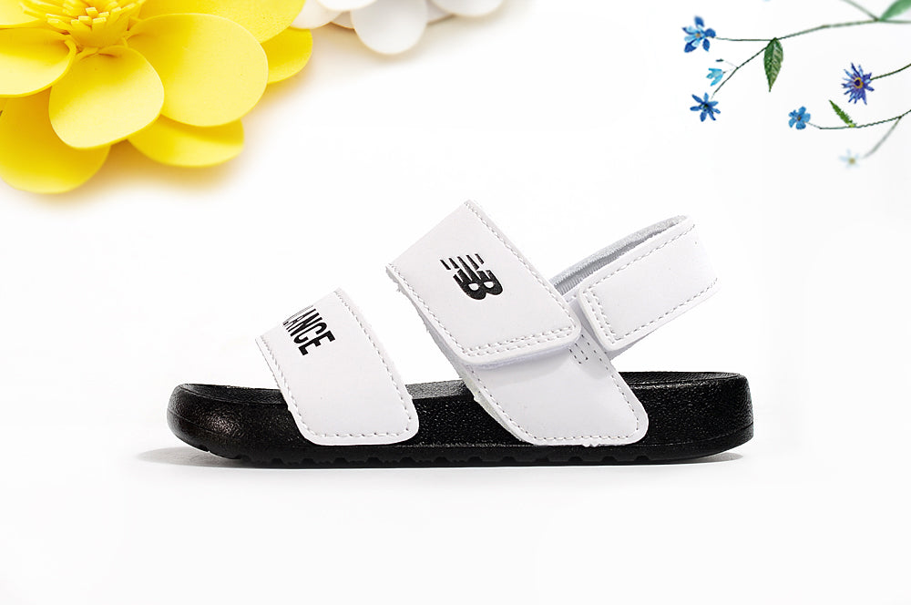 NB double bar sandals " white, black"