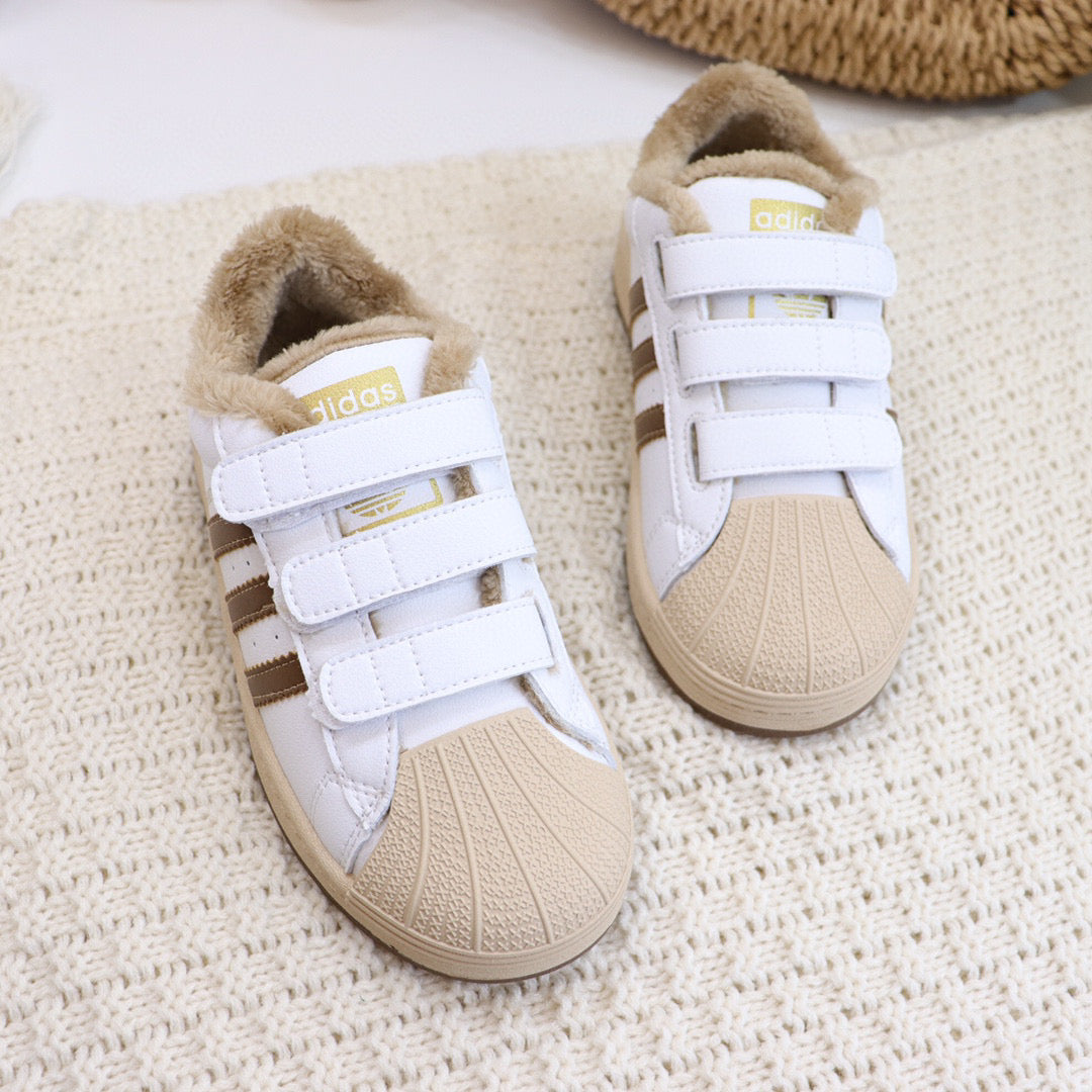 Adidas clover Velcro shell toe plus velvet sneakers" white, beige"