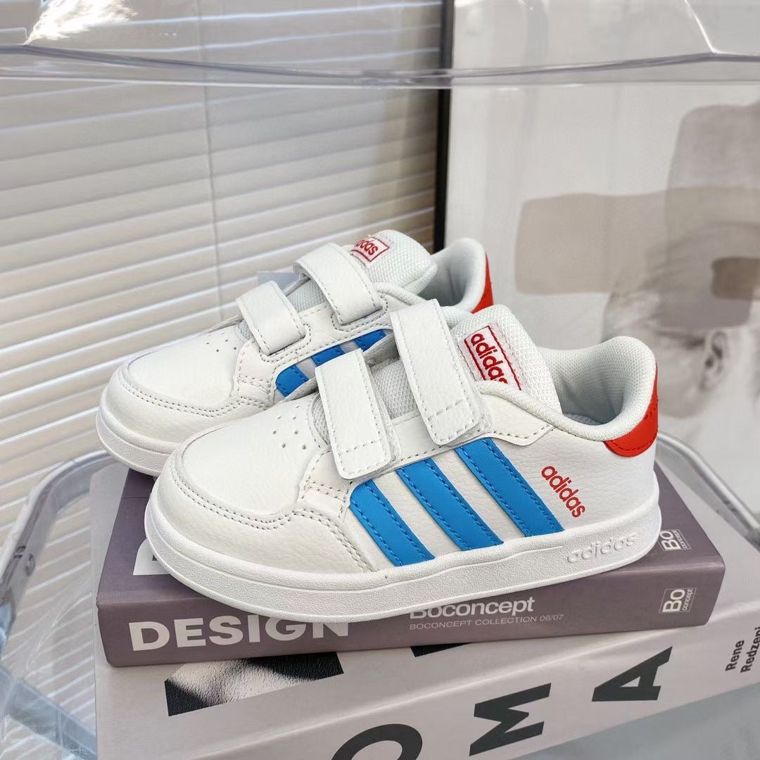 Adidas co-branded Velcro children's shoes" white, blue, red"