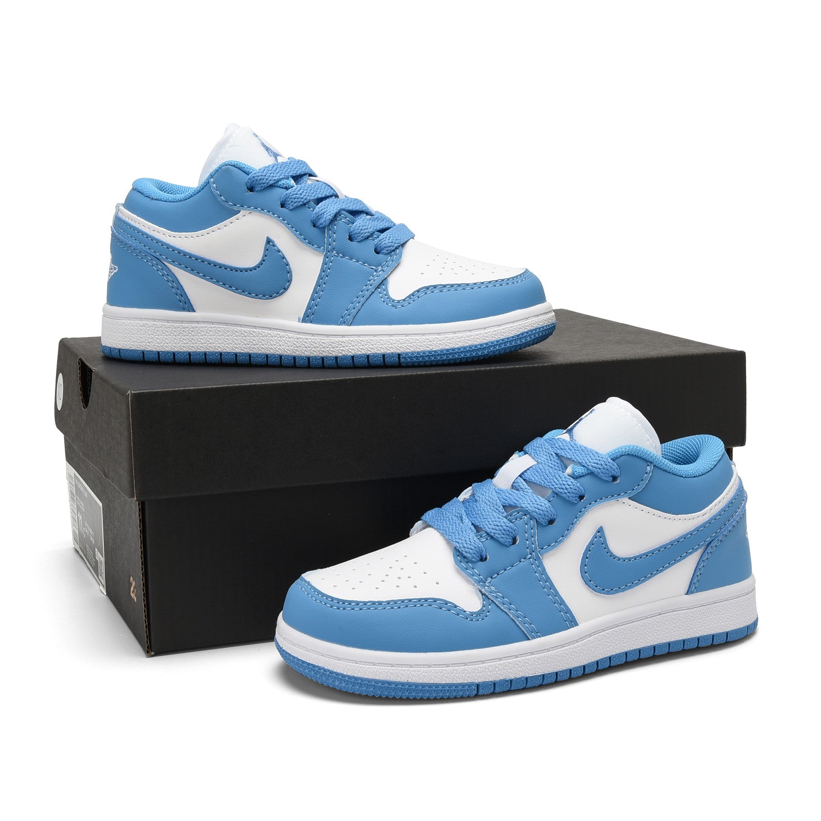 Qiaoyi low-top shoelaces" white, sky blue"