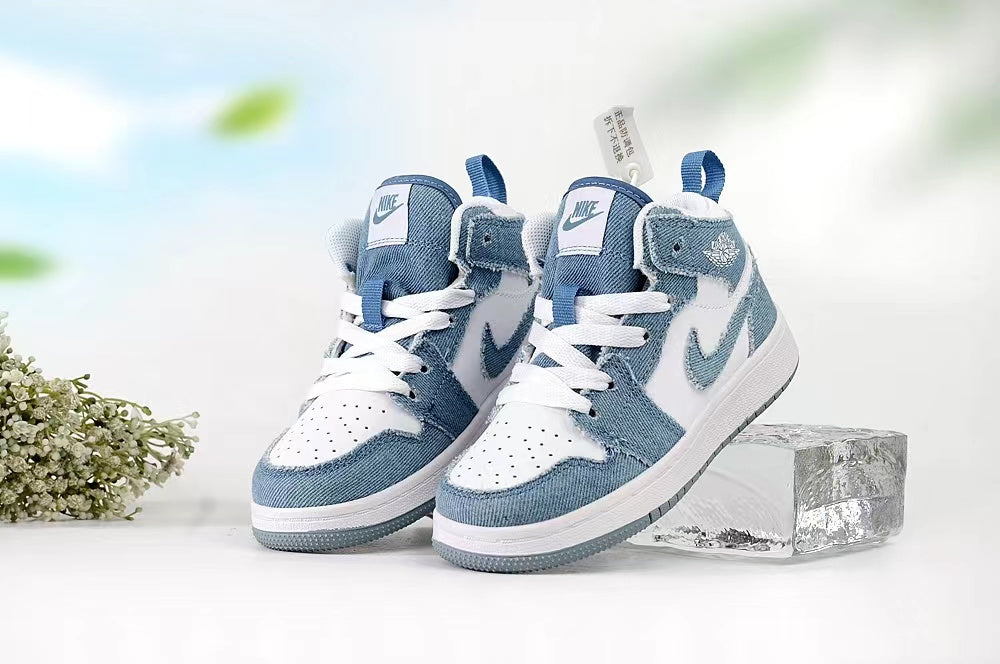 Jordan AJ1 children's shoes" white, blue"