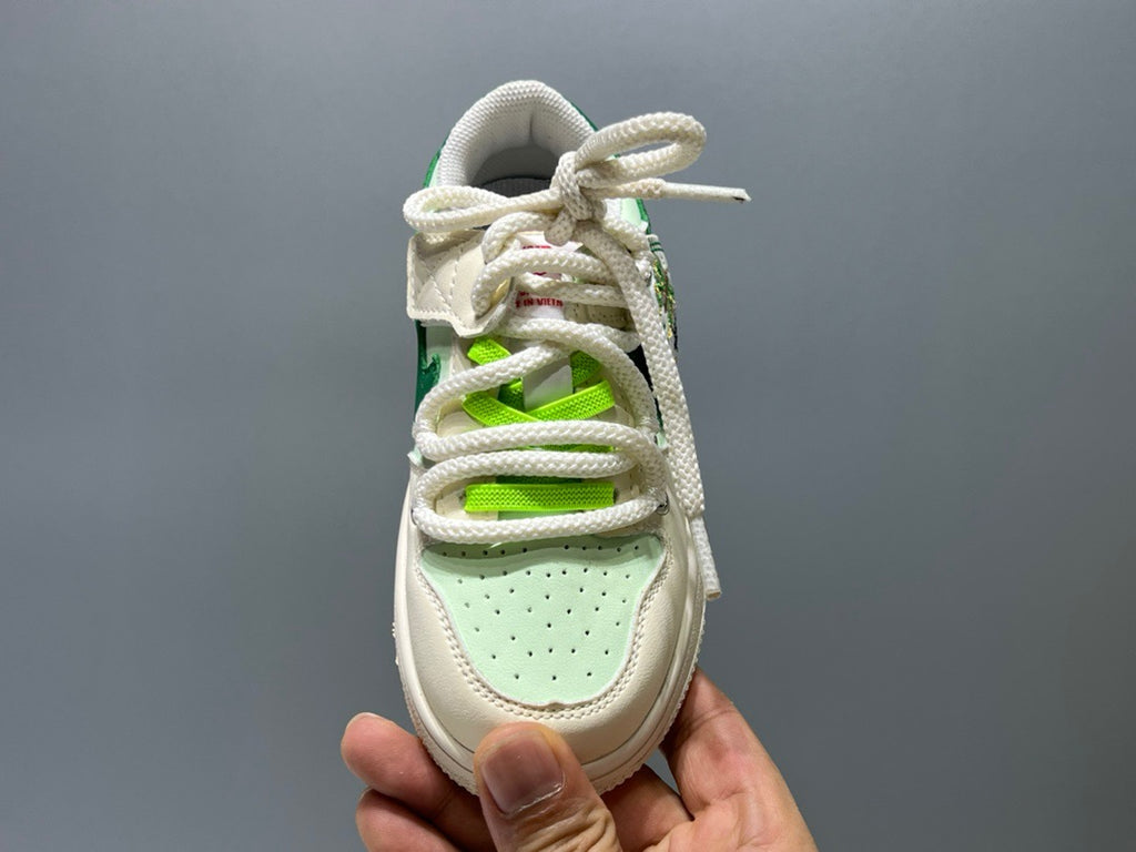 Nike low-top embroidered children's sneakers" off white, lime green'