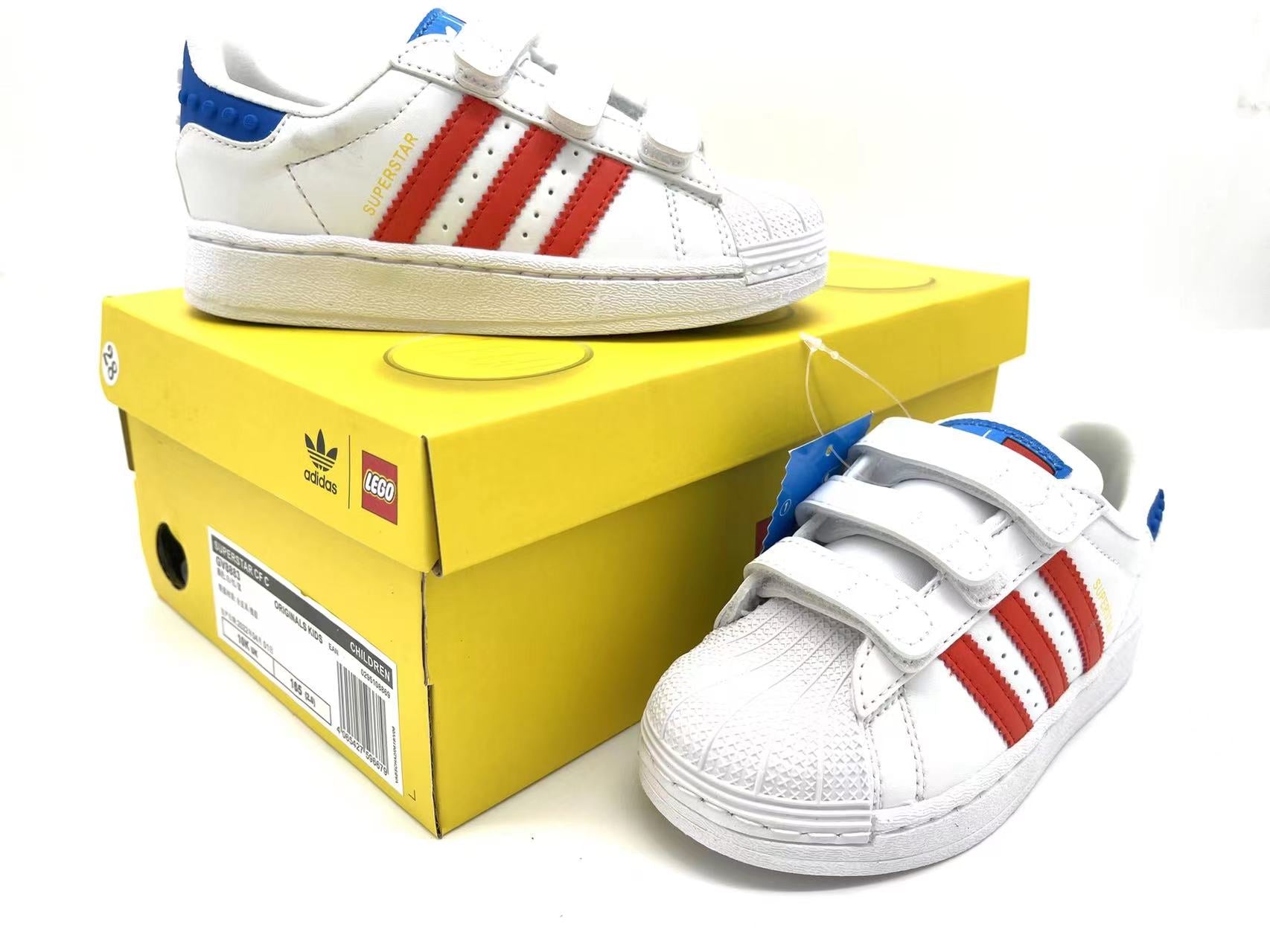 Adidas classic shell toe children's shoes" white, red, blue"