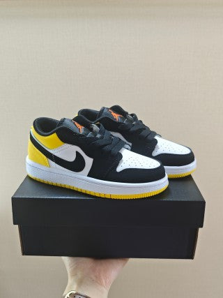 Qiao Yizhuan G version low-top children's lace-up sports shoes" black, yellow"