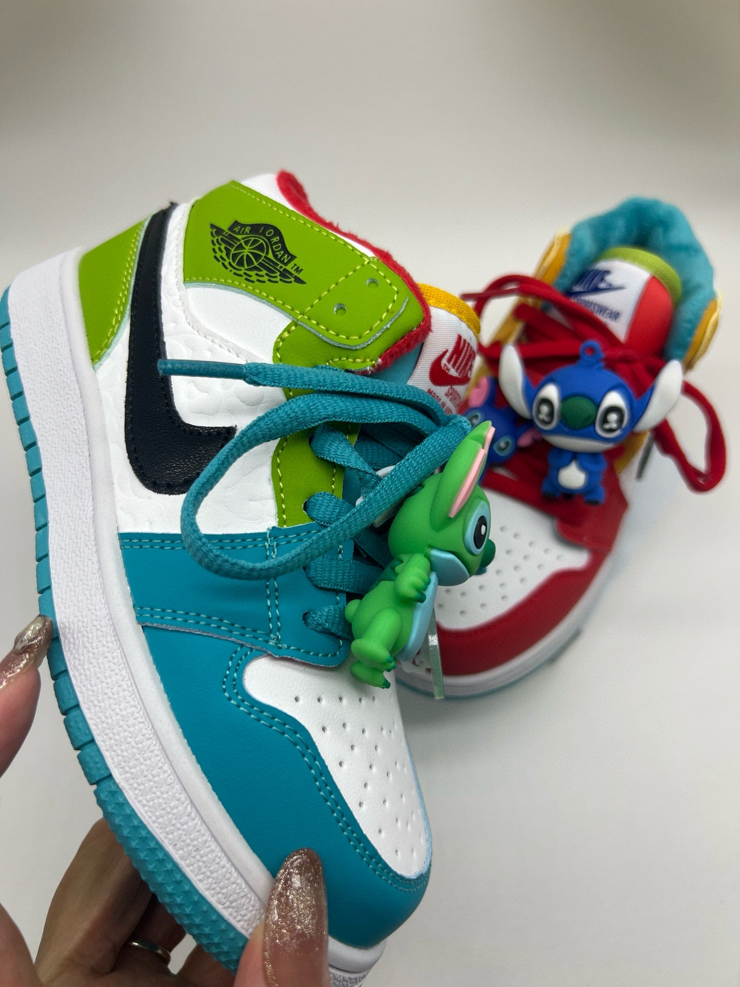 Joe One Cartoon Doll Accessories High Top Sneakers " red, mint green"