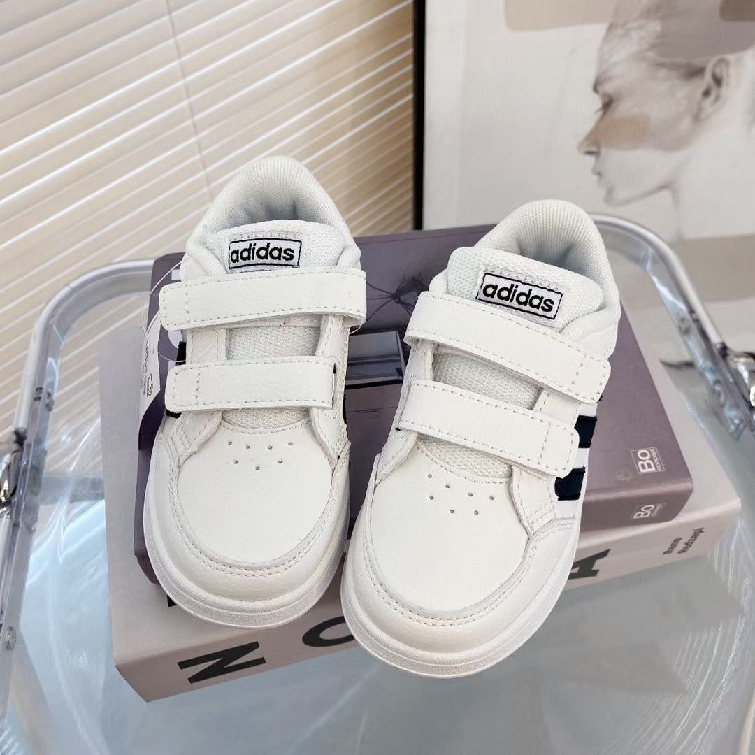 Adidas co-branded Velcro children's shoes" white, black"