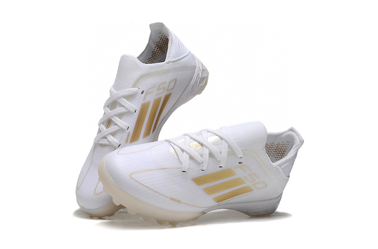 Adidas F50 knitted waterproof football shoes" white"