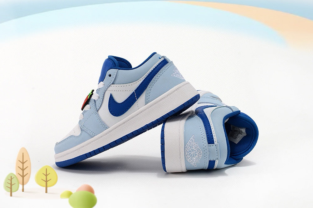 Jordan low-top first generation cartoon children's shoes" white, blue"