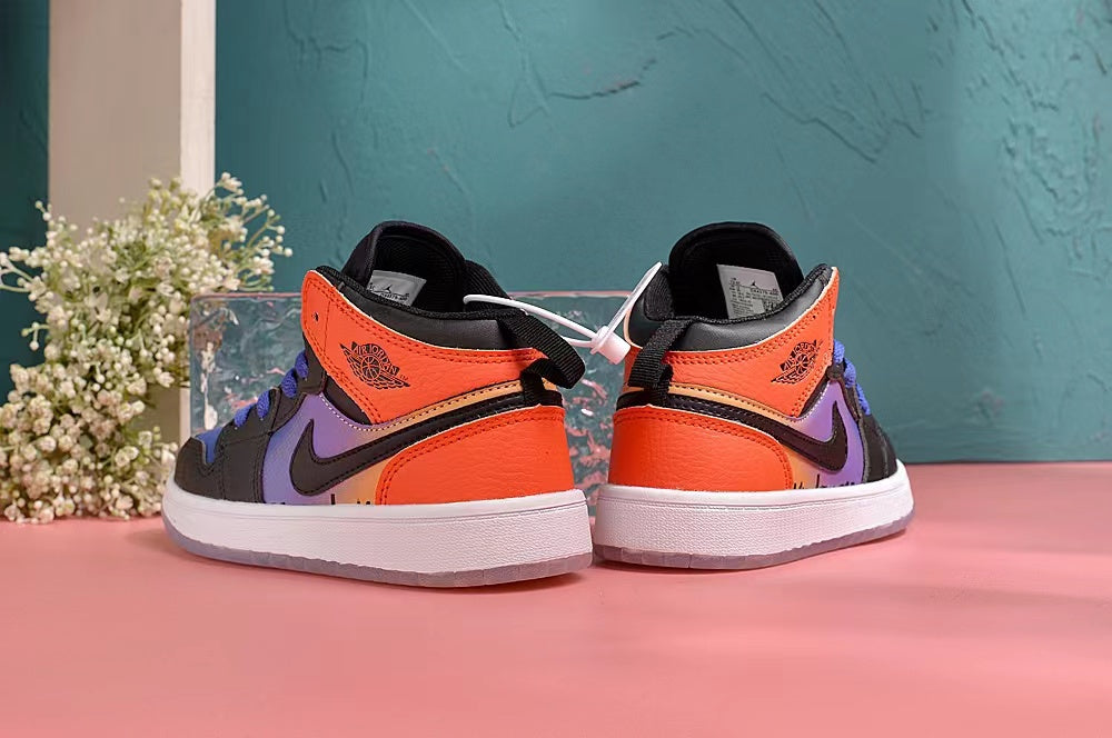 Jordan AJ1 children's shoes" white, blue, purple, orange"