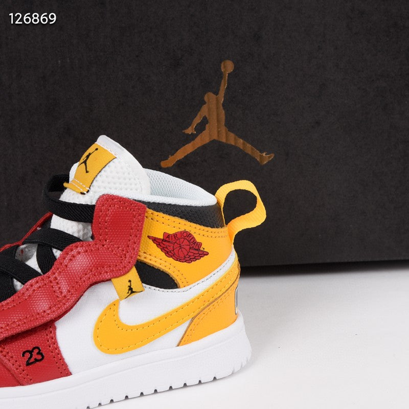 Jordan high top elastic band" red, yellow, white"