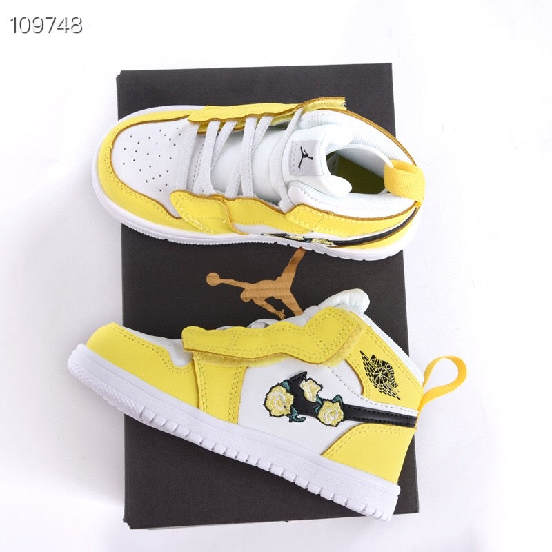 Jordan high top elastic band" Yellow, white"