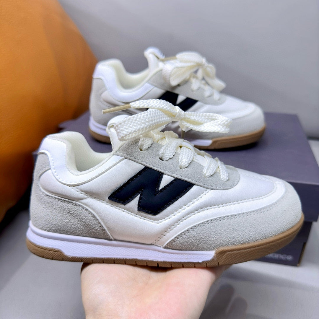 NB URC42LA lace-up buckle children's shoes" white, light gray"