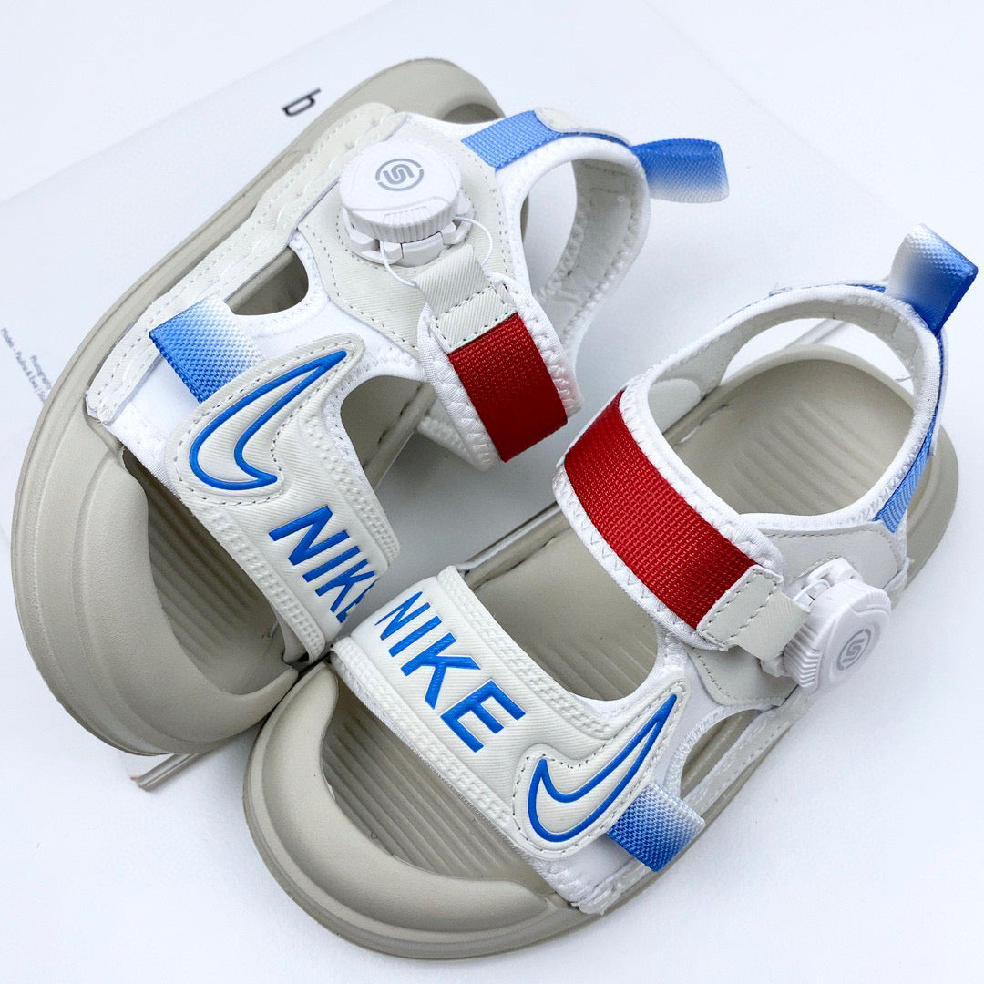 Nike Twist Lock Closed Toe Sandals" white, gray"
